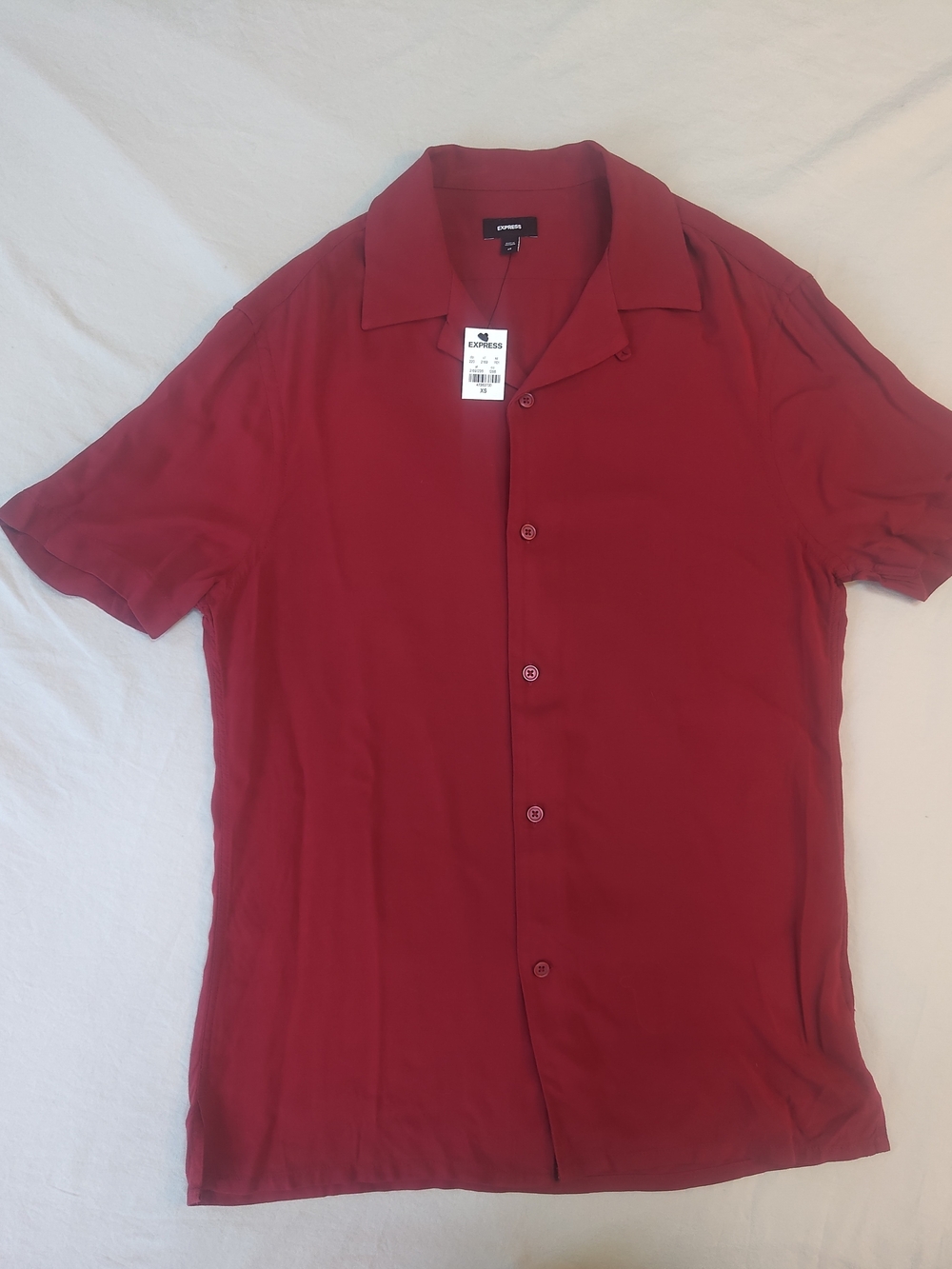 Express Men’s Short Sleeve Button-Down Shirt - Red- XS